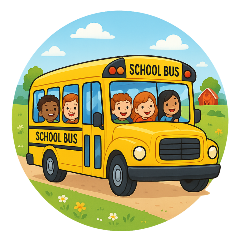 Kindergarten students riding school bus