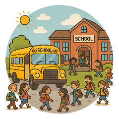 School Bus Drop-Off for the New School Year