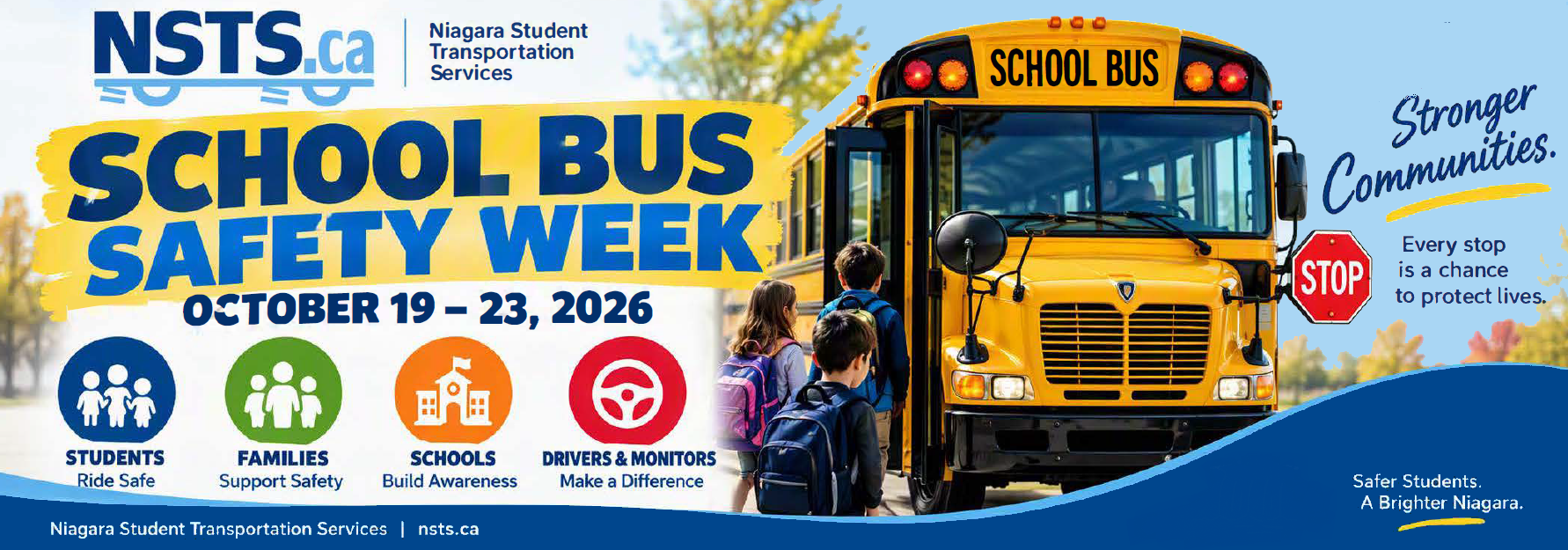School Bus Safety Week Oct 19 - 23, 2026